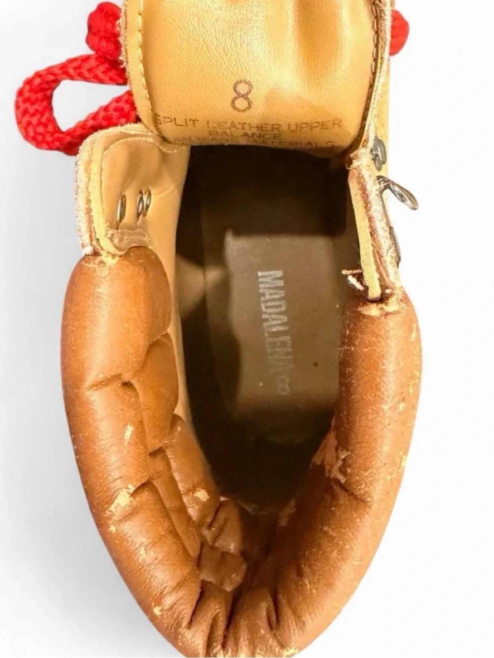 Vintage Women’s Madalena Brown Leather Hiking Ankle Boots Red Laces US 8